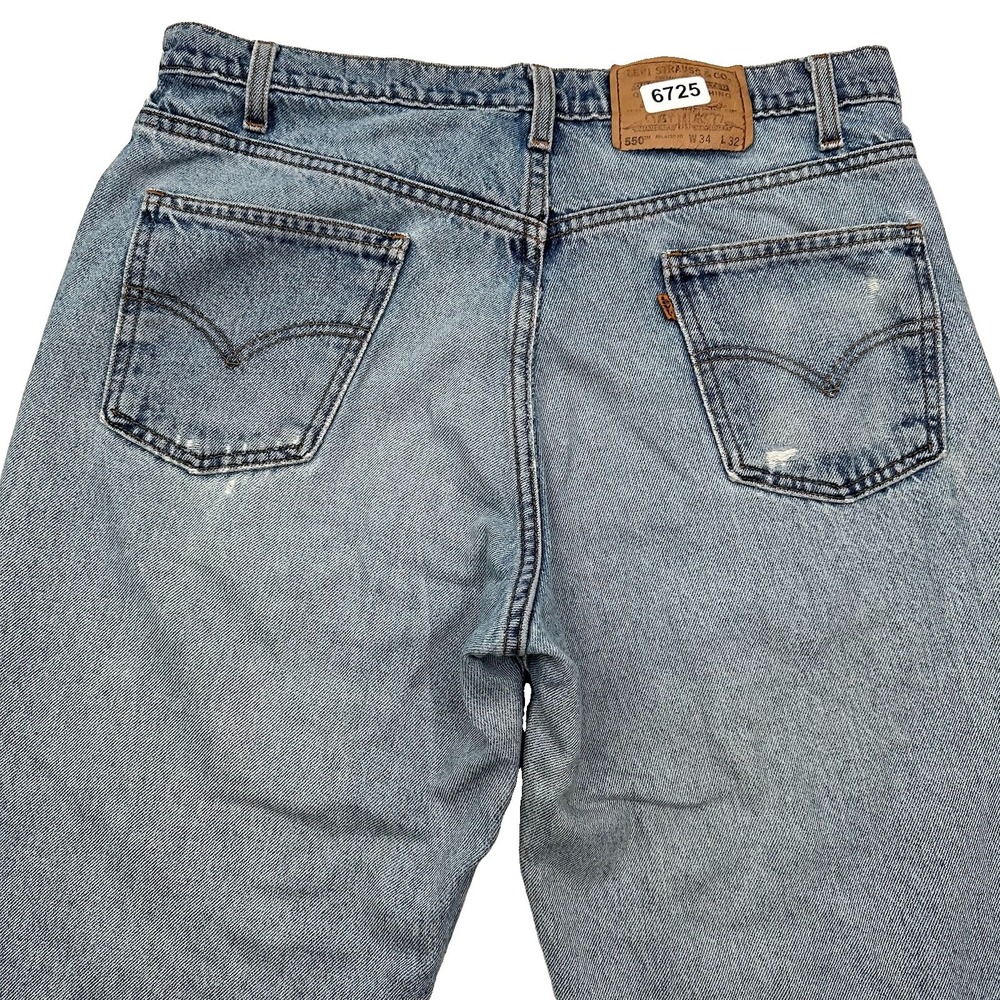 Levi's 550 Orange Tab Jeans Men 34x32 Relaxed Light Blue VTG 90s Y2K Distressed
